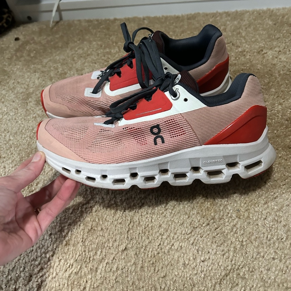 On Running cloud stratus orange and peach, gray Sneakers women’s 7.5